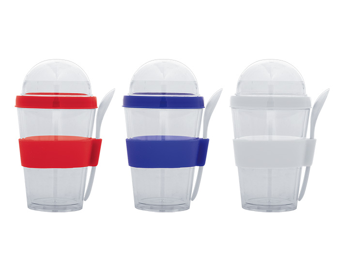 VASO DE DOBLE PARED DE PLASTICO CON CUCHARA C750|